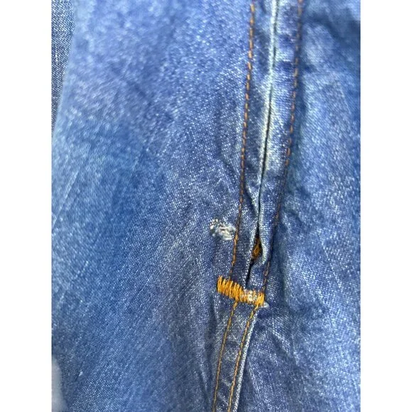 Vtg 70's Landlubber Denim Overall Pinafore Jumper Dress Rainbow Embroidery Retro - Picture 13 of 14